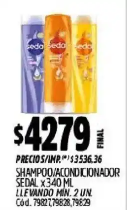 Supermercados Yaguar Sedal shampoo/condicionador oferta
