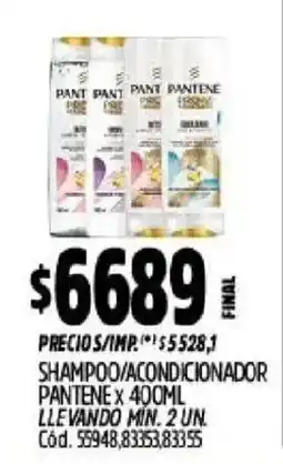 Supermercados Yaguar Pantene shampoo/ acondicionador oferta
