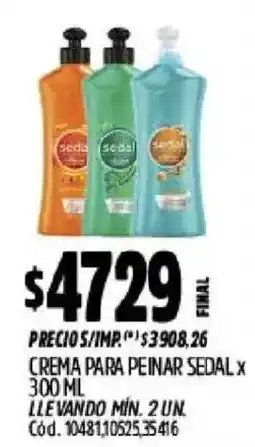Supermercados Yaguar Sedal crema para peinar oferta