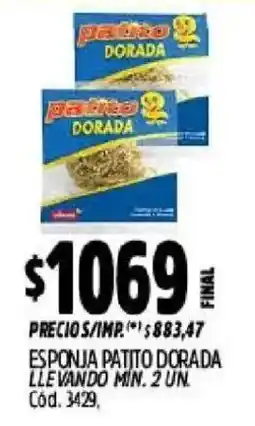 Supermercados Yaguar Patito esponja dorada oferta