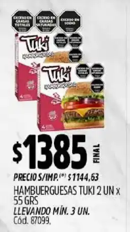 Supermercados Yaguar Tuki hamburguesas oferta