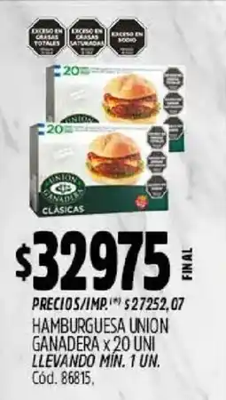 Supermercados Yaguar Union hamburguesa ganadera oferta