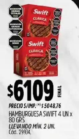 Supermercados Yaguar Swift hamburguesa clásica oferta