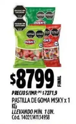 Supermercados Yaguar Misky pastilla de goma oferta