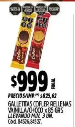 Supermercados Yaguar Cofler galletitas rellenas vainilla/choco oferta