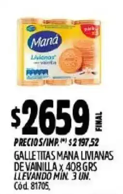 Supermercados Yaguar Mana galletitas livianas de vainilla oferta