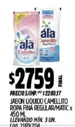 Supermercados Yaguar Ala jabon liquido camellito oferta