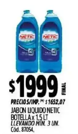 Supermercados Yaguar Netic jabon liquido botella oferta