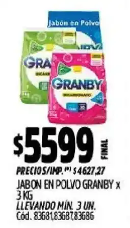 Supermercados Yaguar Granby jabón en polvo oferta