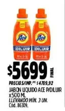 Supermercados Yaguar Ace jabon liquido p/diluir oferta