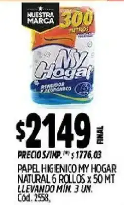 Supermercados Yaguar My hogar papel higienico natural oferta