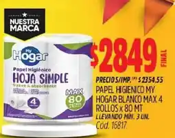 Supermercados Yaguar My Hogar papel higiénico hoja simple oferta