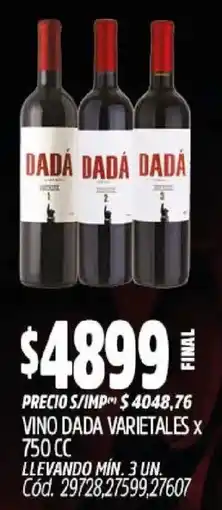 Supermercados Yaguar Dada vino varietales oferta