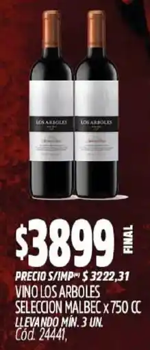 Supermercados Yaguar Los arboles vino seleccion malbec oferta