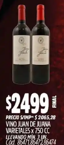 Supermercados Yaguar Juan de juana vino varietales oferta