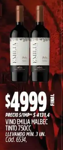 Supermercados Yaguar Emilia vino tinto malbec oferta