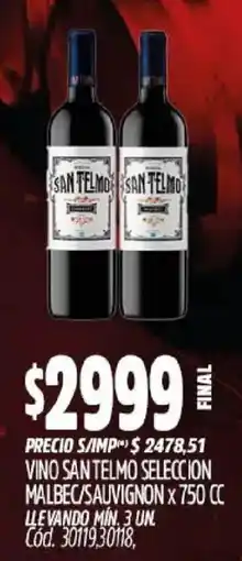 Supermercados Yaguar San telmo vino seleccion malbec/sauvignon oferta