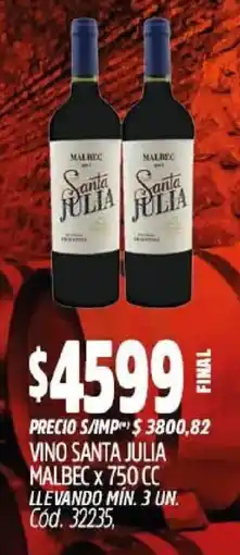 Supermercados Yaguar Santa julia malbec oferta