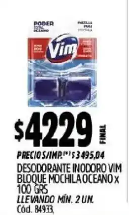 Supermercados Yaguar Vim desodorante inodoro bloque mochila oceano oferta