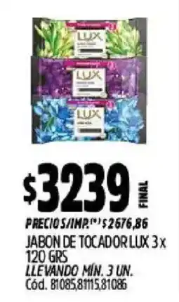 Supermercados Yaguar Lux jabon de tocador oferta