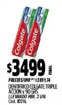 Supermercados Yaguar Colgate dentífrico triple acción oferta