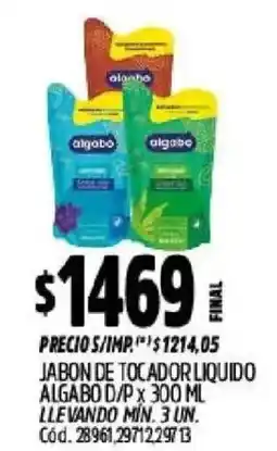 Supermercados Yaguar Algabo jabon de tocador liquido oferta