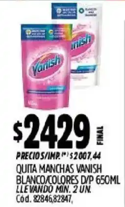Supermercados Yaguar Vanish quita manchas blanco/colores oferta