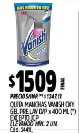 Supermercados Yaguar Vanish quita manchas oxy gel pre lav d/p oferta