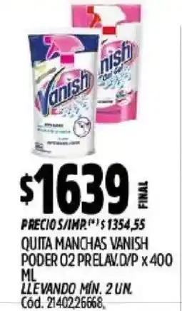 Supermercados Yaguar Vanish quita manchas poder o2 prelav oferta