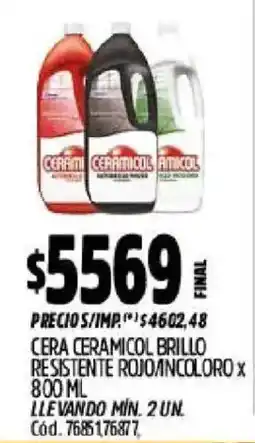 Supermercados Yaguar Ceramicol cera ceramicol brillo resistente rojo/ancoloro oferta