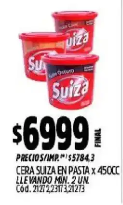 Supermercados Yaguar Suiza cera en pasta oferta