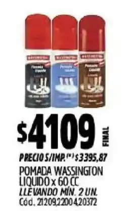 Supermercados Yaguar Pomada wassington liquido x 60 cc oferta