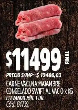 Supermercados Yaguar Carne vacuna matambre congelado swift al vacio oferta