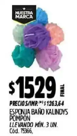 Supermercados Yaguar Kalindys esponja baño pompon oferta