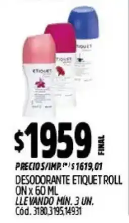 Supermercados Yaguar Etiquet desodorante roll oferta