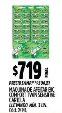 Supermercados Yaguar Bic maquina de afeitar comfort twin sensitive cartela oferta