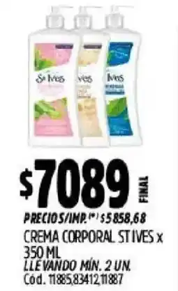 Supermercados Yaguar St Ives crema corporal oferta