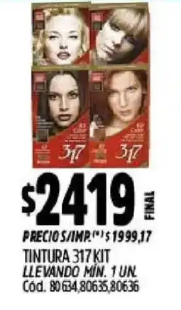 Supermercados Yaguar 317 tintura kit oferta