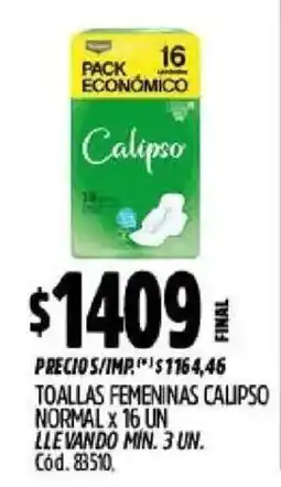 Supermercados Yaguar Calipso toallas femeninas normal oferta