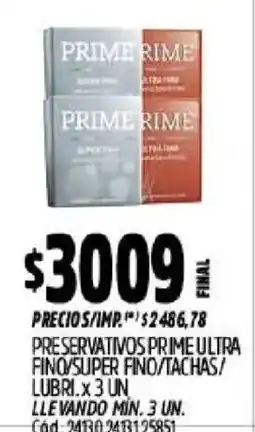 Supermercados Yaguar Prime preservativos ultra fino/super fino/tachas/lubri oferta