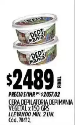 Supermercados Yaguar Depimania cera depilatoria vegetal oferta