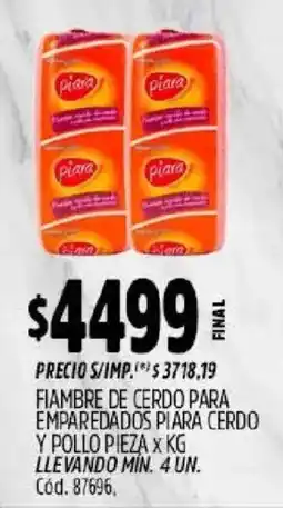Supermercados Yaguar Piara fiambre de cerdo para emparedados piara cerdo y pollo oferta