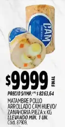 Supermercados Yaguar Cam matambre pollo arrollado huevo zanahoria oferta