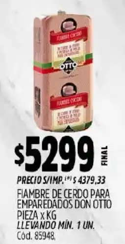Supermercados Yaguar Don otto fiambre de cerdo para emparedados oferta