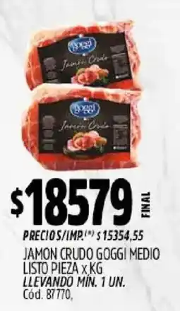 Supermercados Yaguar Goggi jamon crudo oferta
