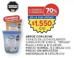 Carrefour Market Tregar arroz con leche y dulce de leche/clásico/canela pote oferta