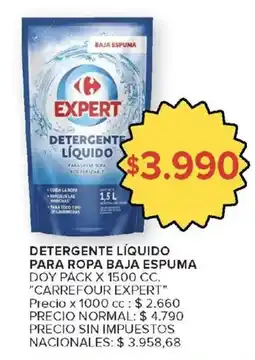 Carrefour Market Carrefour expert detergente liquido para ropa baja espuma oferta
