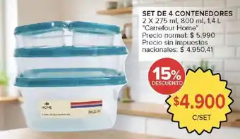 Carrefour Home set de 4 contenedores