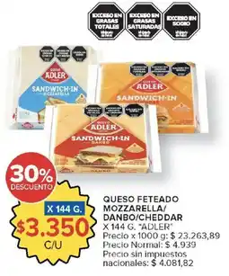 Carrefour Adler queso feteado mozzarella/danbo/cheddar oferta