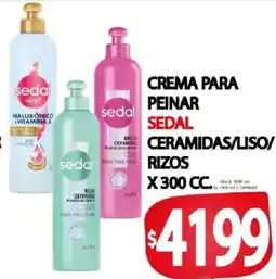 Supermercados Mariano Max Sedal crema para peinar ceramidas/liso/rizos oferta